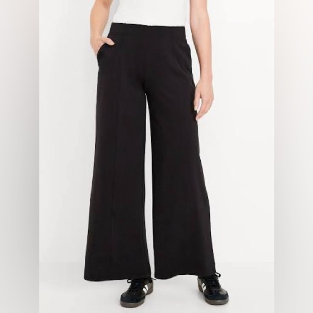 Old Navy PowerSoft Black Wide Leg High Waisted Trouser Pants
